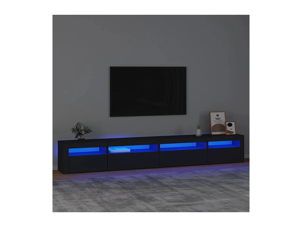 Cincinnatus  Meuble TV avec lumières LED Noir 270x35x40 cm