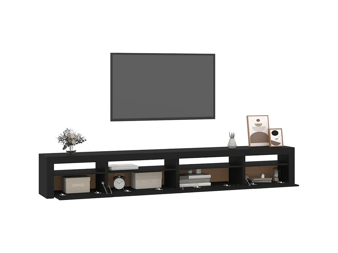 Cincinnatus  Meuble TV avec lumières LED Noir 270x35x40 cm