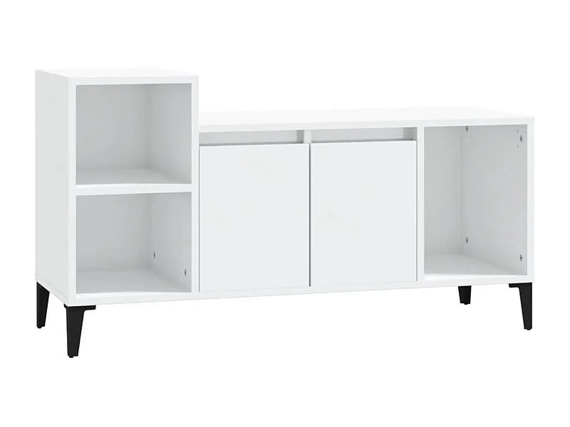 Fornir  Mueble de TV madera contrachapada blanco brillo 100x35x55 cm