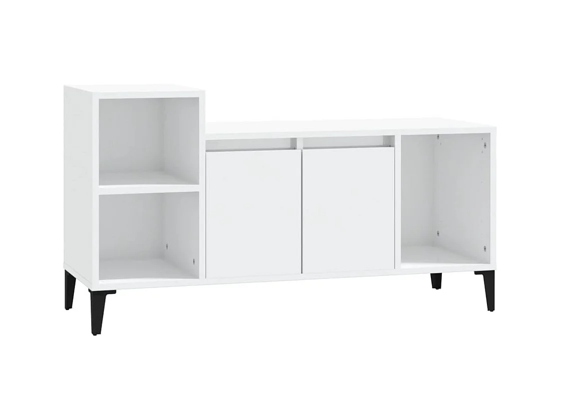 Fornir  Meuble TV Blanc brillant 100x35x55 cm Bois d'ingénierie