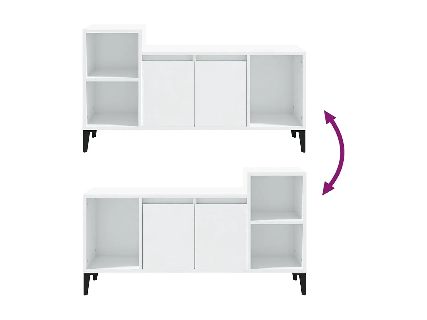 Fornir  Meuble TV Blanc brillant 100x35x55 cm Bois d'ingénierie