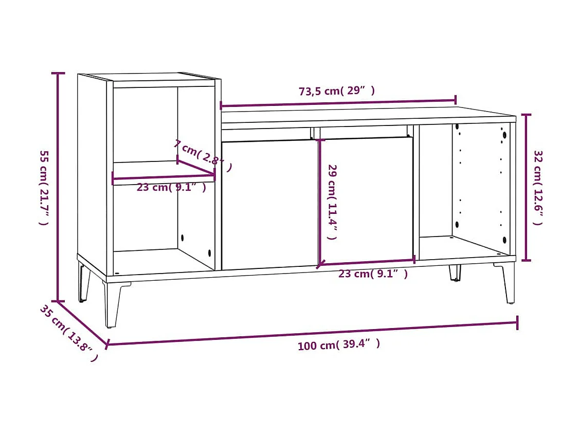 Fornir  Meuble TV Blanc brillant 100x35x55 cm Bois d'ingénierie