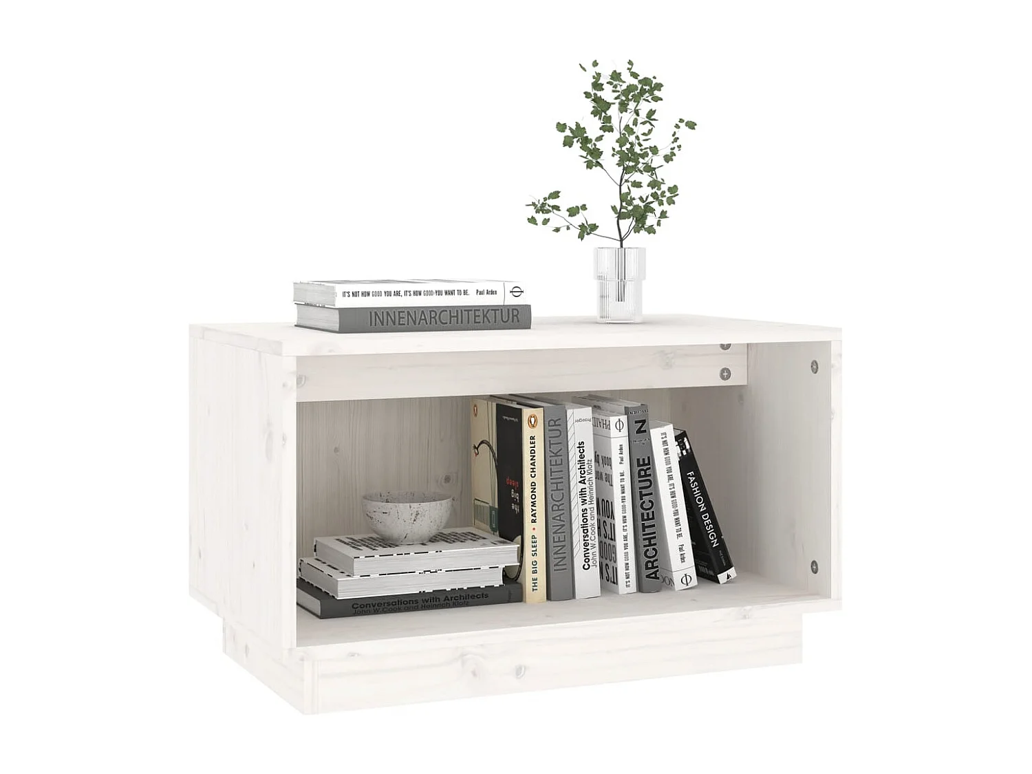 Myrrh  Meuble TV Blanc 60x35x35 cm Bois de pin massif