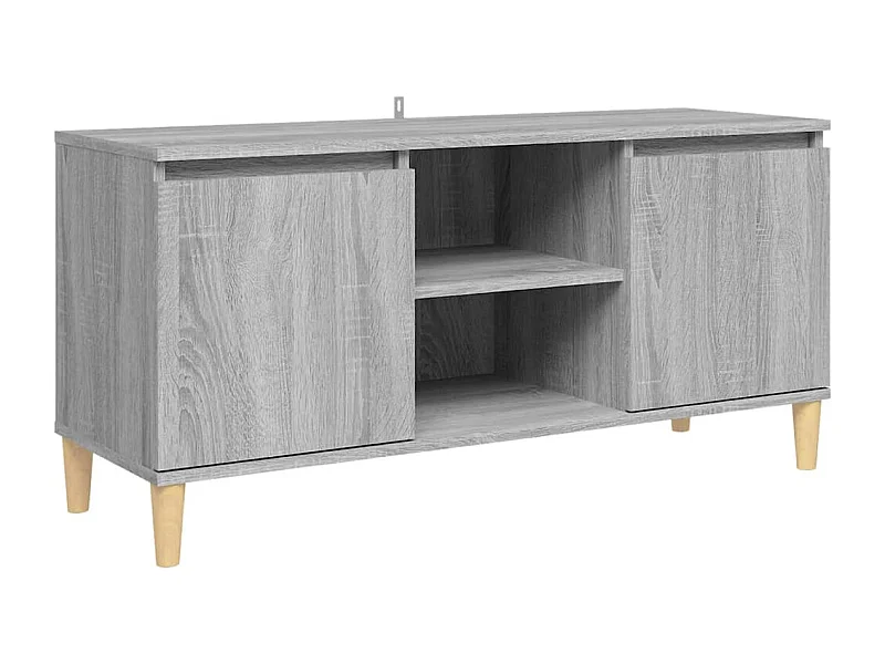 Xara  Mesita de noche patas madera maciza gris Sonoma 103,5x35x50 cm
