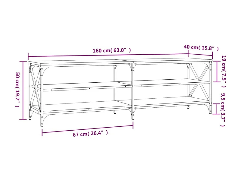 Halvor  Meuble TV sonoma gris 160x40x50 cm bois d'ingénierie