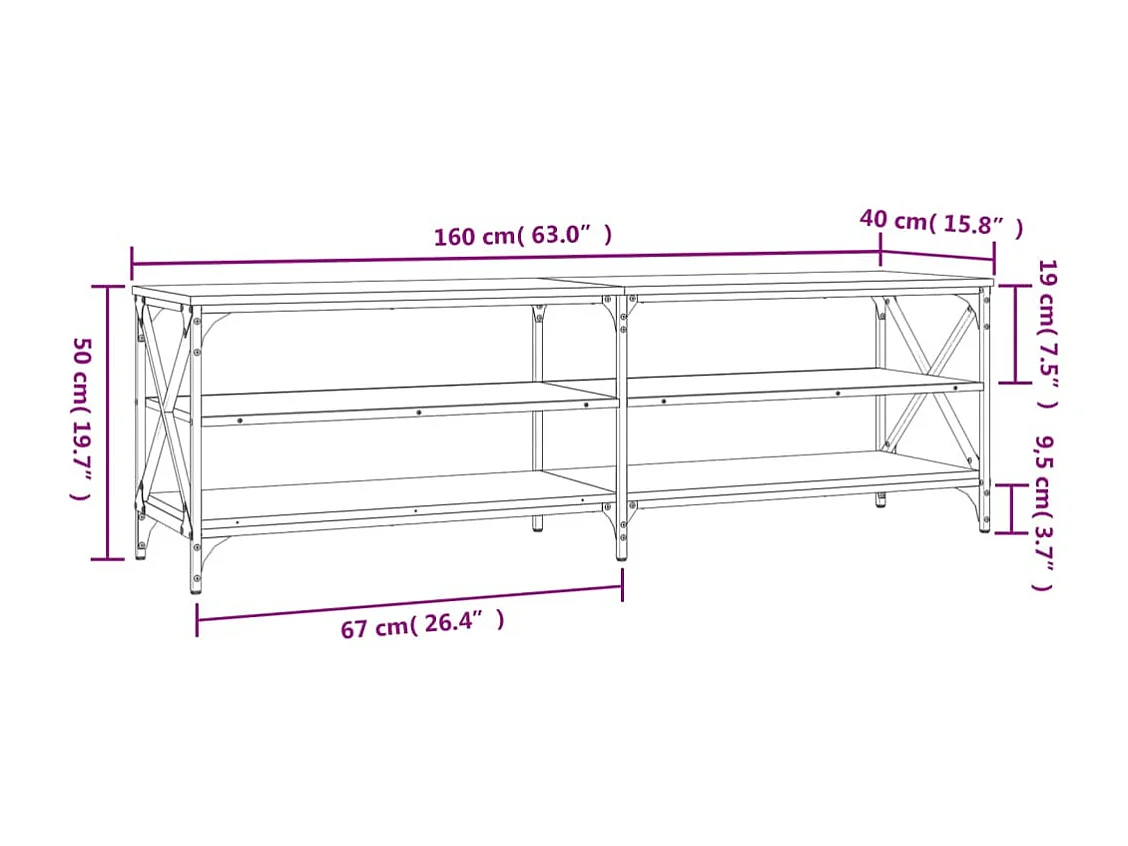 Halvor  Meuble TV sonoma gris 160x40x50 cm bois d'ingénierie
