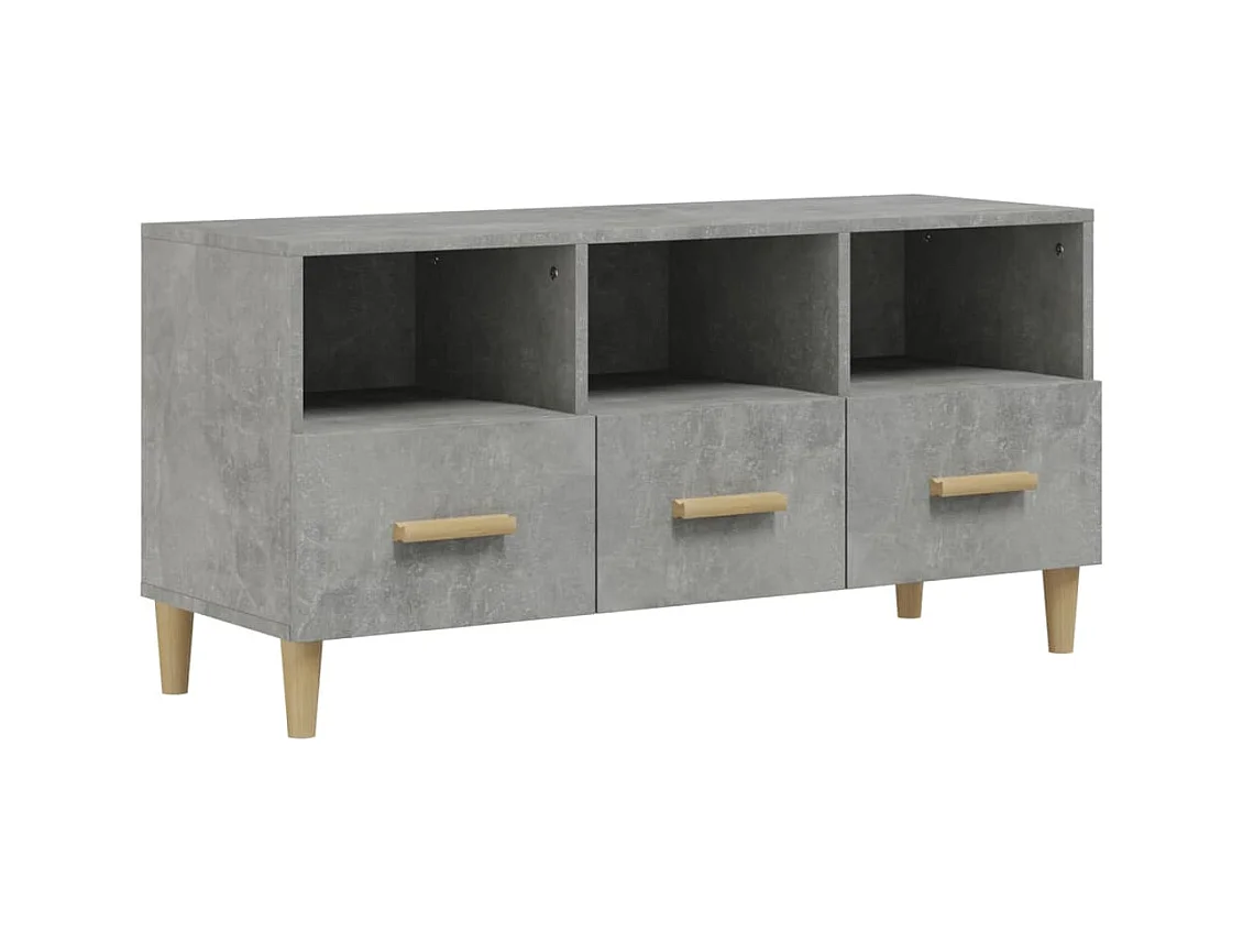 Sophie-Françoise  Meuble TV gris béton 102x36x50 cm bois d'ingénierie