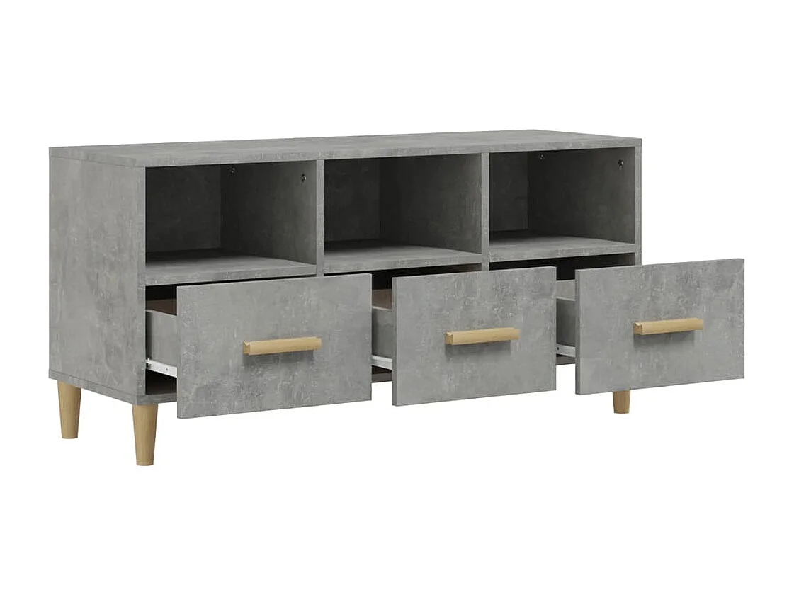 Sophie-Françoise  Meuble TV gris béton 102x36x50 cm bois d'ingénierie