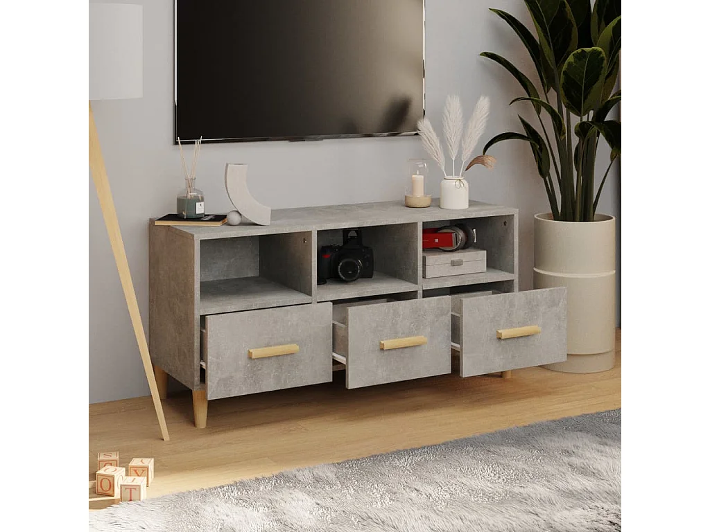 Sophie-Françoise  Tv-meubel 102x36x50 cm bewerkt hout betongrijs