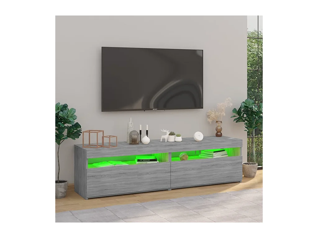 Ilion  Meubles TV avec lumières LED 2 pcs Sonoma gris 75x35x40 cm