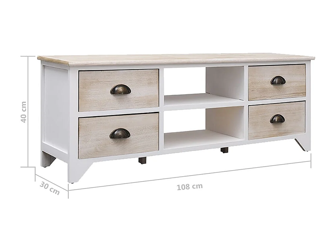 Brookeville  Mueble para TV madera maciza de paulownia 108x30x40 cm