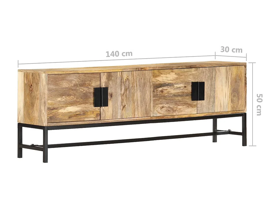 Ellezelles  Meuble TV 140x30x50 cm Bois massif de manguier