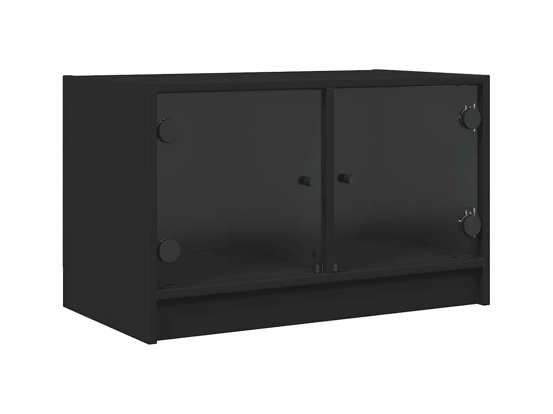 Herpen  Meuble TV avec portes en verre noir 68x37x42 cm