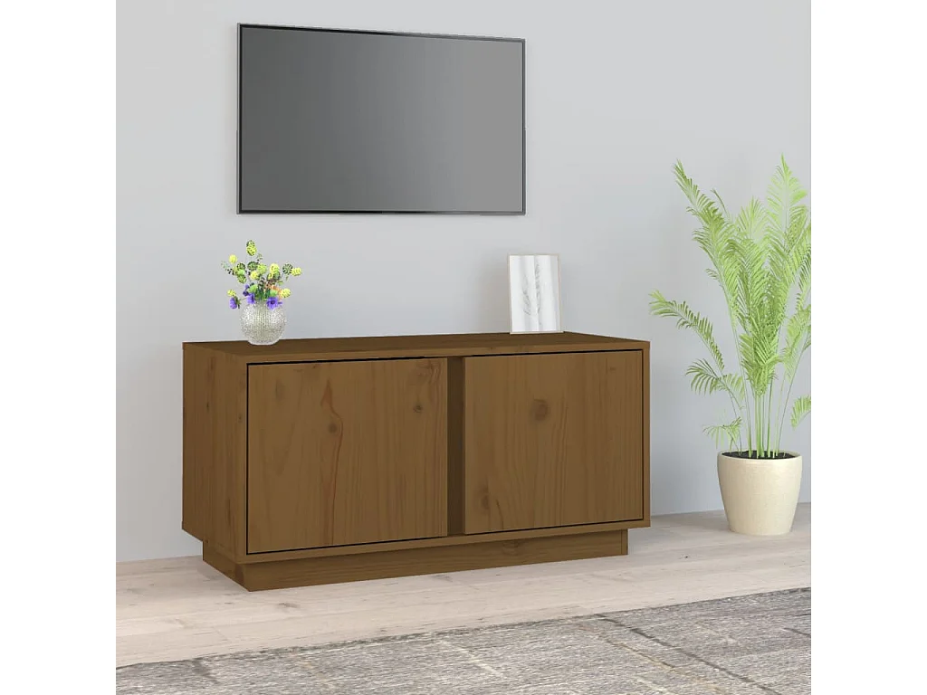 Seliron  Meuble TV Marron miel 80x35x40,5 cm Bois de pin massif