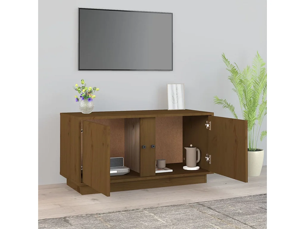 Seliron  Meuble TV Marron miel 80x35x40,5 cm Bois de pin massif