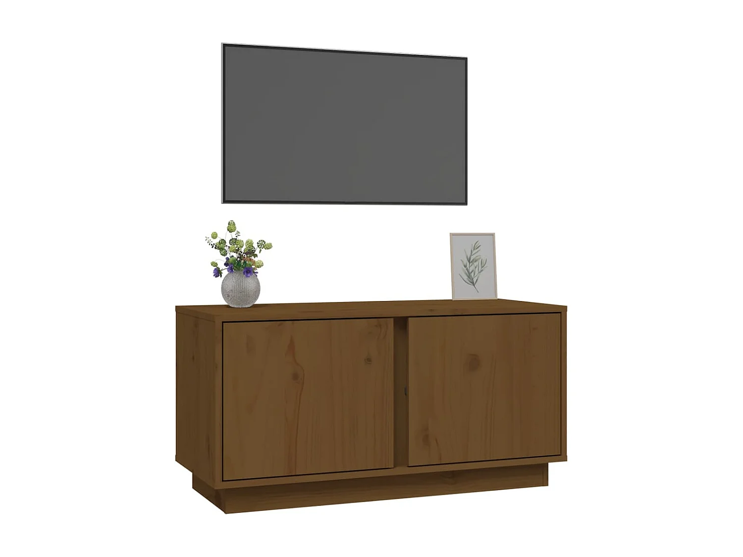 Seliron  Meuble TV Marron miel 80x35x40,5 cm Bois de pin massif