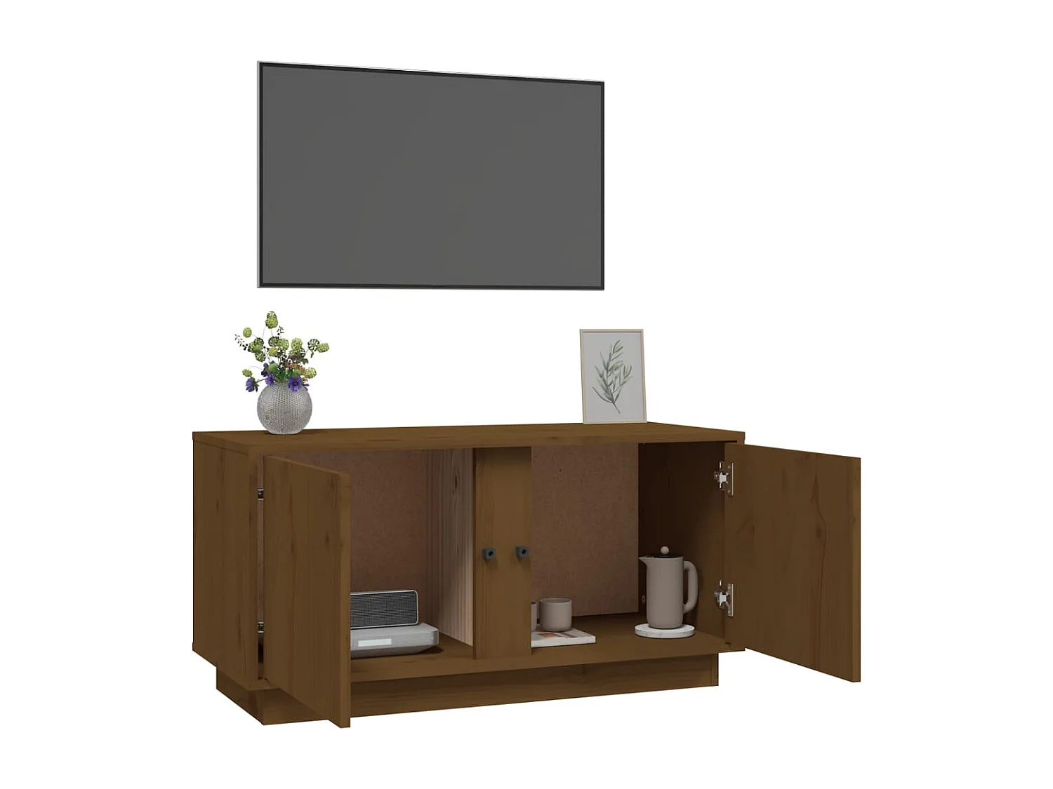 Seliron  Meuble TV Marron miel 80x35x40,5 cm Bois de pin massif