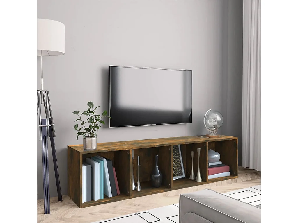 Thorben  Boekenkast / tv-meubel 143x30x36 cm bewerkt hout gerookt eiken