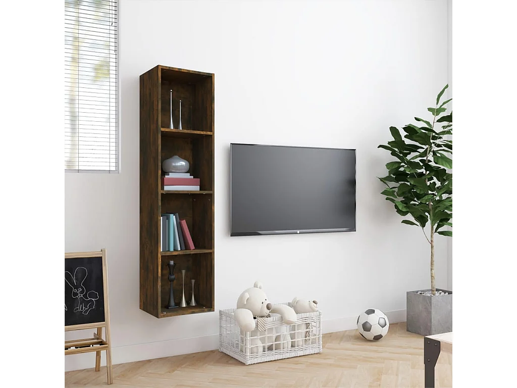 Thorben  Boekenkast / tv-meubel 143x30x36 cm bewerkt hout gerookt eiken