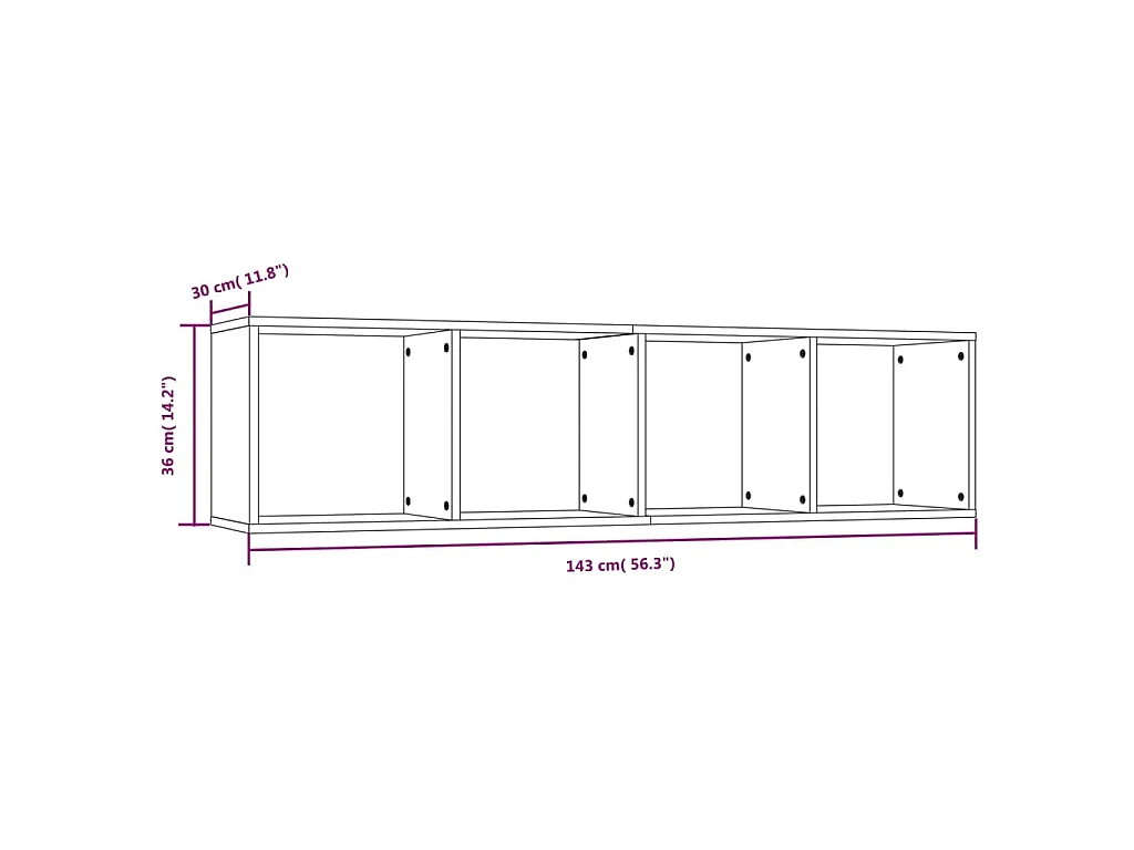 Thorben  Boekenkast / tv-meubel 143x30x36 cm bewerkt hout gerookt eiken