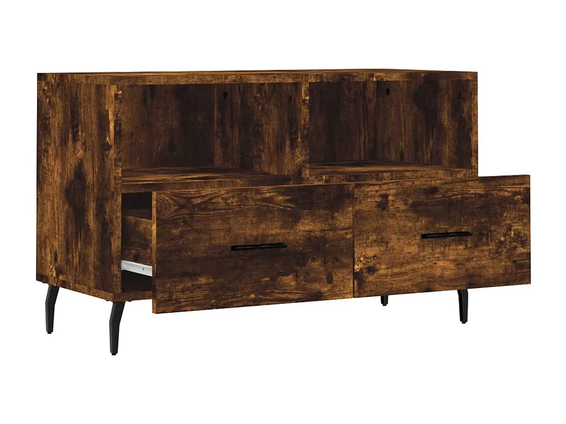 Lianna  Meuble TV Chêne fumé 80x36x50 cm Bois d'ingénierie