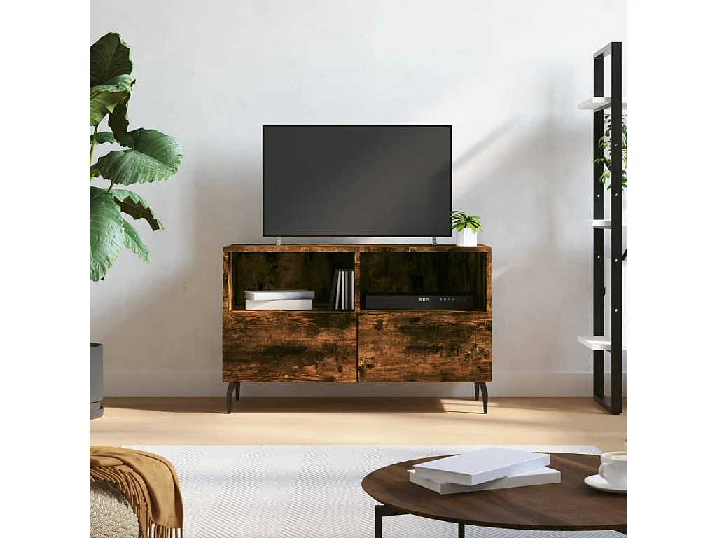 Lianna  Meuble TV Chêne fumé 80x36x50 cm Bois d'ingénierie