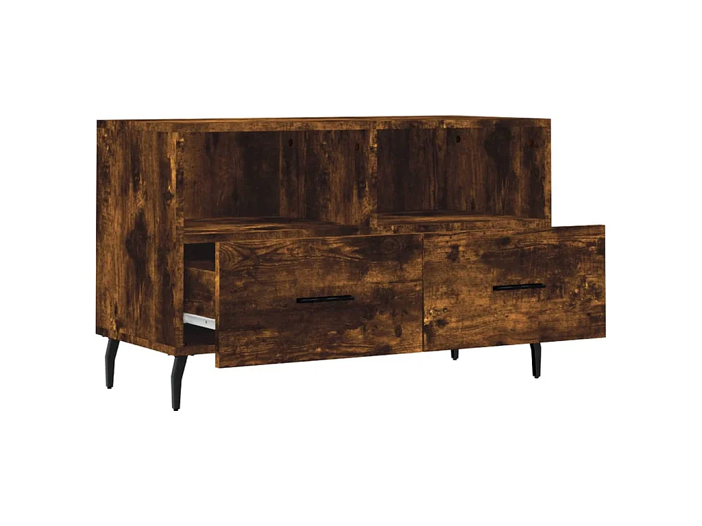 Lianna  Meuble TV Chêne fumé 80x36x50 cm Bois d'ingénierie