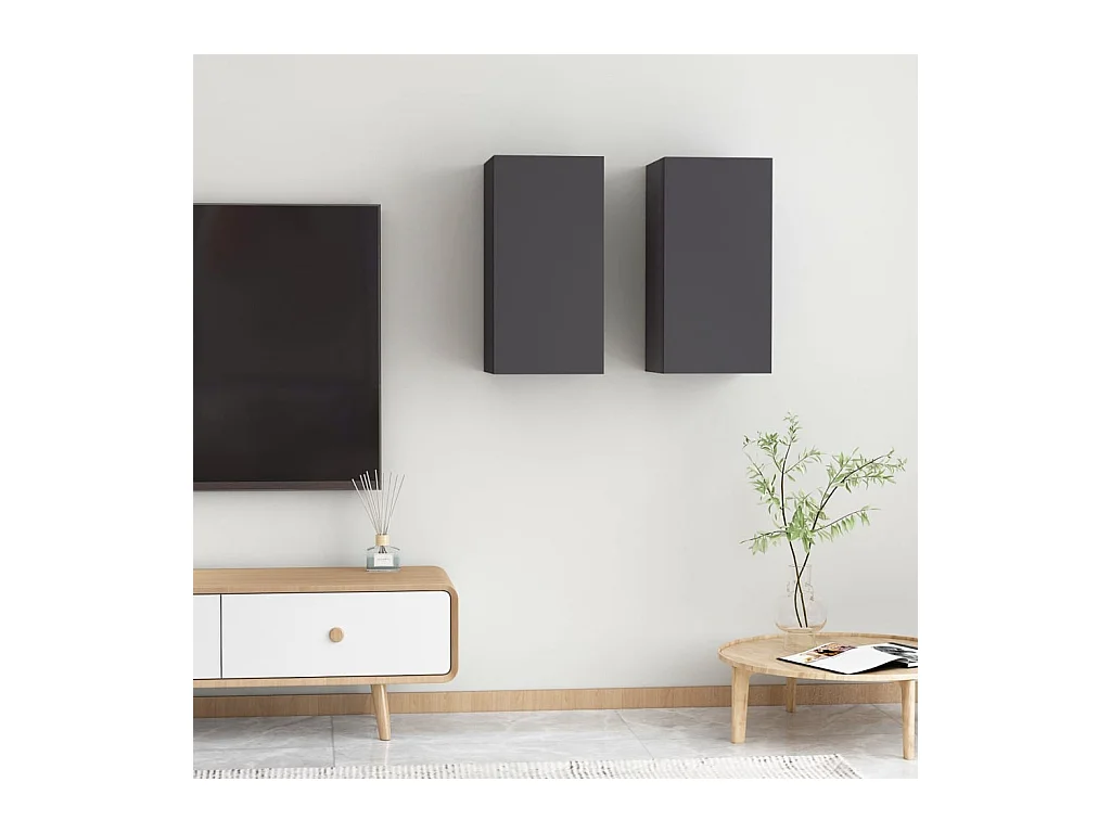 Hoeselt  Meubles TV 2 pcs Gris 30,5x30x60 cm Bois d’ingénierie