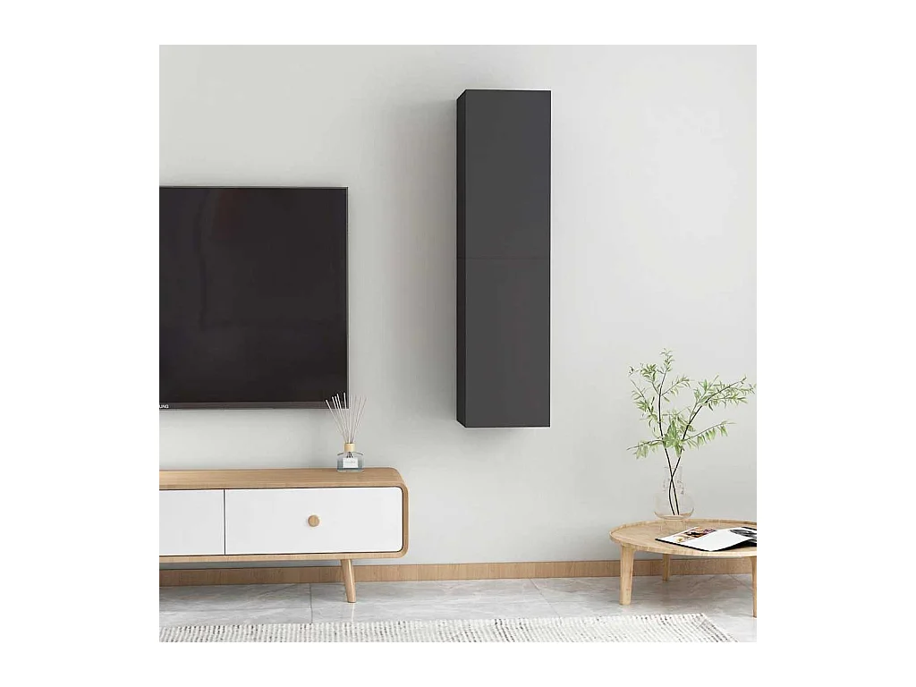 Hoeselt  Meubles TV 2 pcs Gris 30,5x30x60 cm Bois d’ingénierie