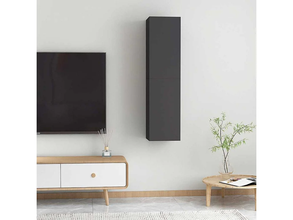 Hoeselt  Meubles TV 2 pcs Gris 30,5x30x60 cm Bois d’ingénierie