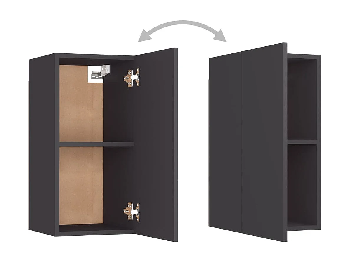 Hoeselt  Muebles para TV 2 uds madera contrachapada gris 30,5x30x60 cm