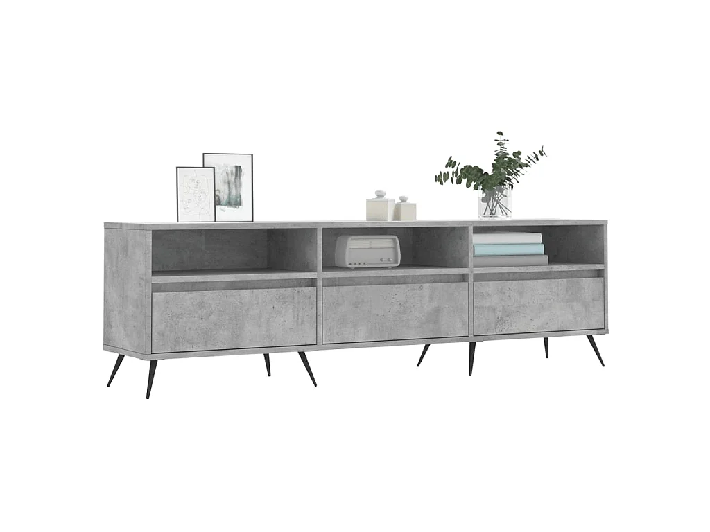 Joël  Meuble TV gris béton 150x30x44,5 cm bois d'ingénierie