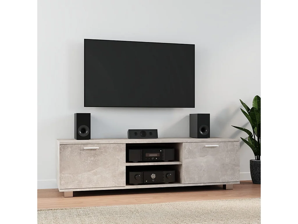 Stuarts Draft  Meuble TV Gris béton 140x40,5x35 cm Bois d'ingénierie