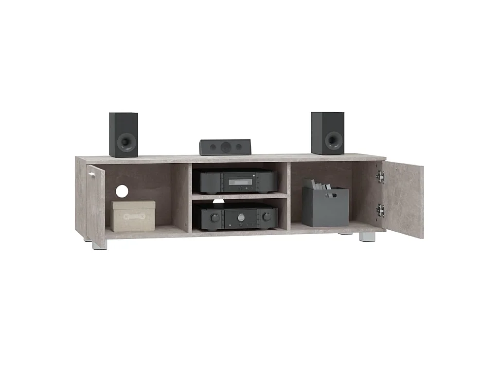 Stuarts Draft  Meuble TV Gris béton 140x40,5x35 cm Bois d'ingénierie