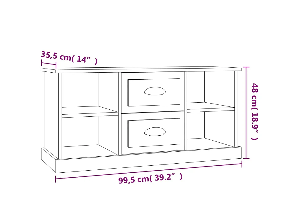 Dralinor  Mueble para TV madera contrachapada negro 99,5x35,5x48 cm