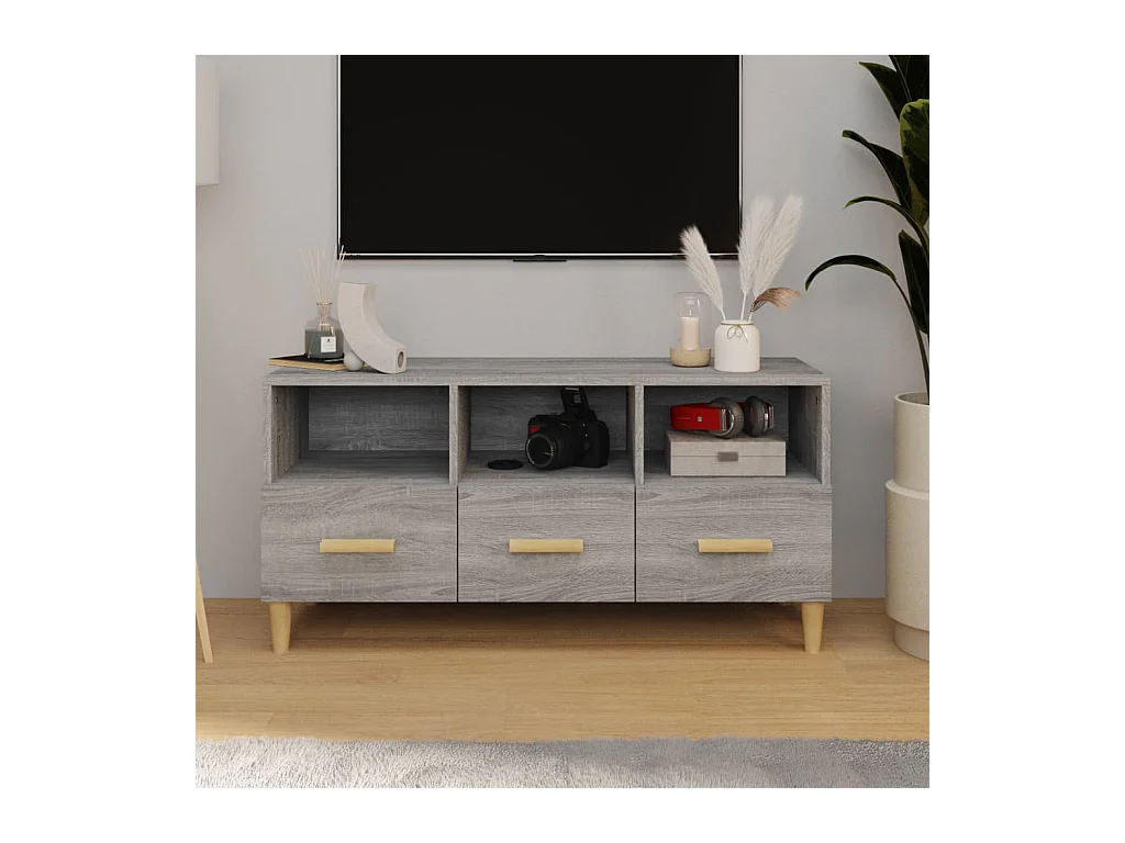 Sophie-Françoise  Meuble TV Sonoma gris 102x36x50 cm Bois d'ingénierie