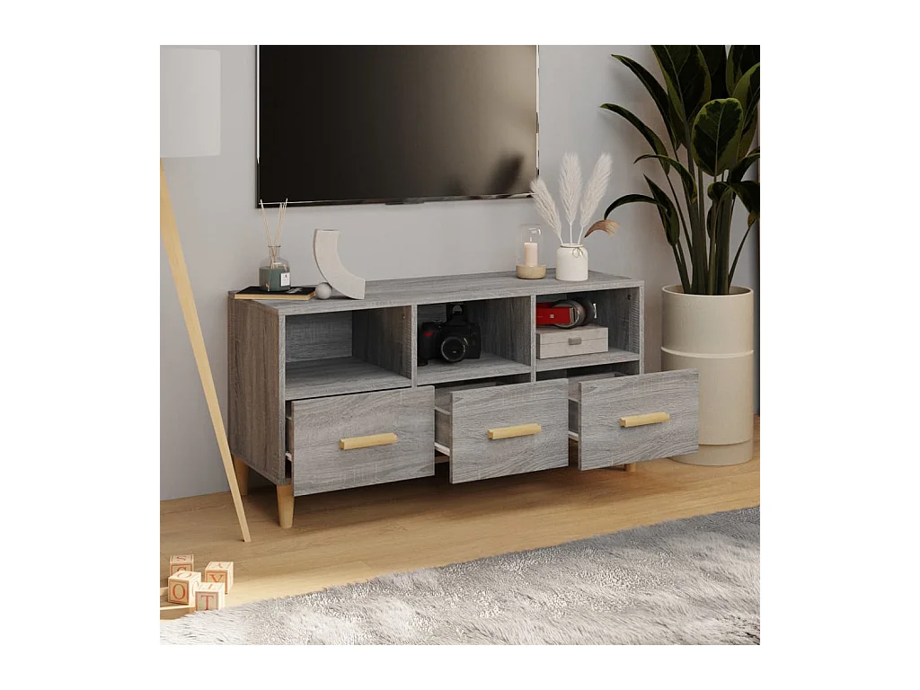 Sophie-Françoise  Meuble TV Sonoma gris 102x36x50 cm Bois d'ingénierie