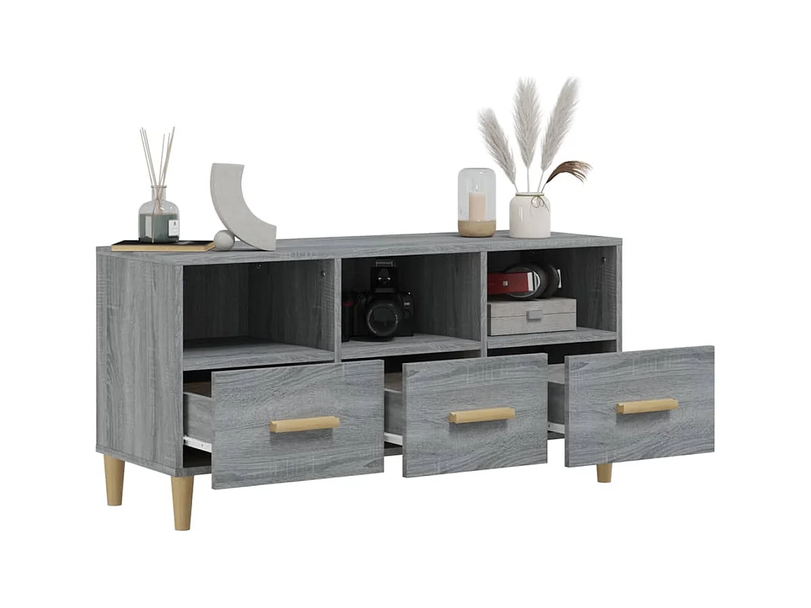 Sophie-Françoise  Meuble TV Sonoma gris 102x36x50 cm Bois d'ingénierie