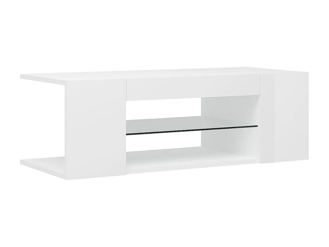 Crijn  Meuble TV avec lumières LED blanc brillant 90x39x30 cm
