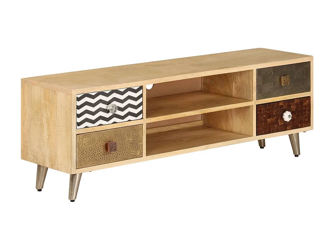 Garden Furniture -  Mueble de TV de madera maciza de mango 120x30x40 cm