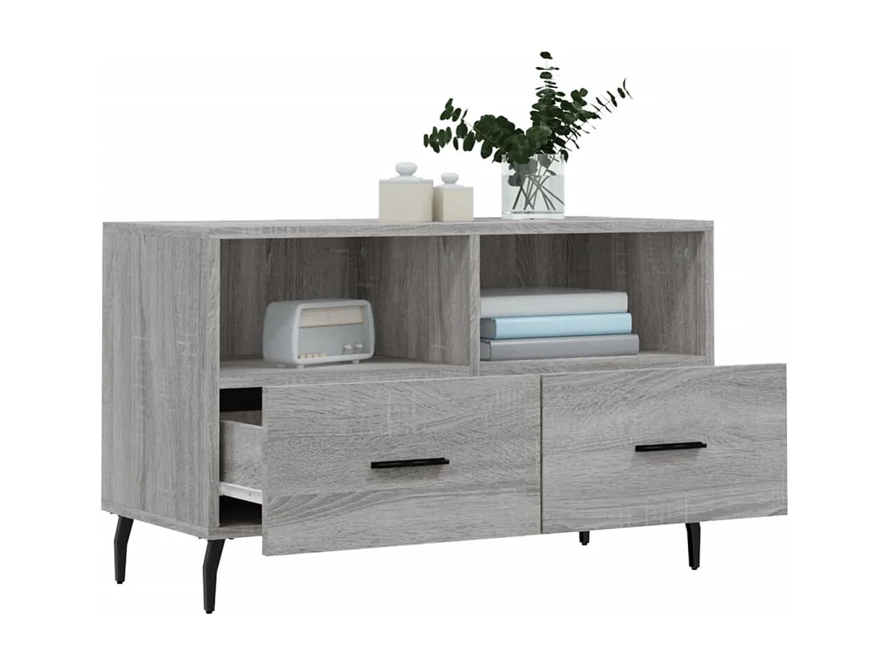 Lianna  Meuble TV Sonoma gris 80x36x50 cm Bois d'ingénierie