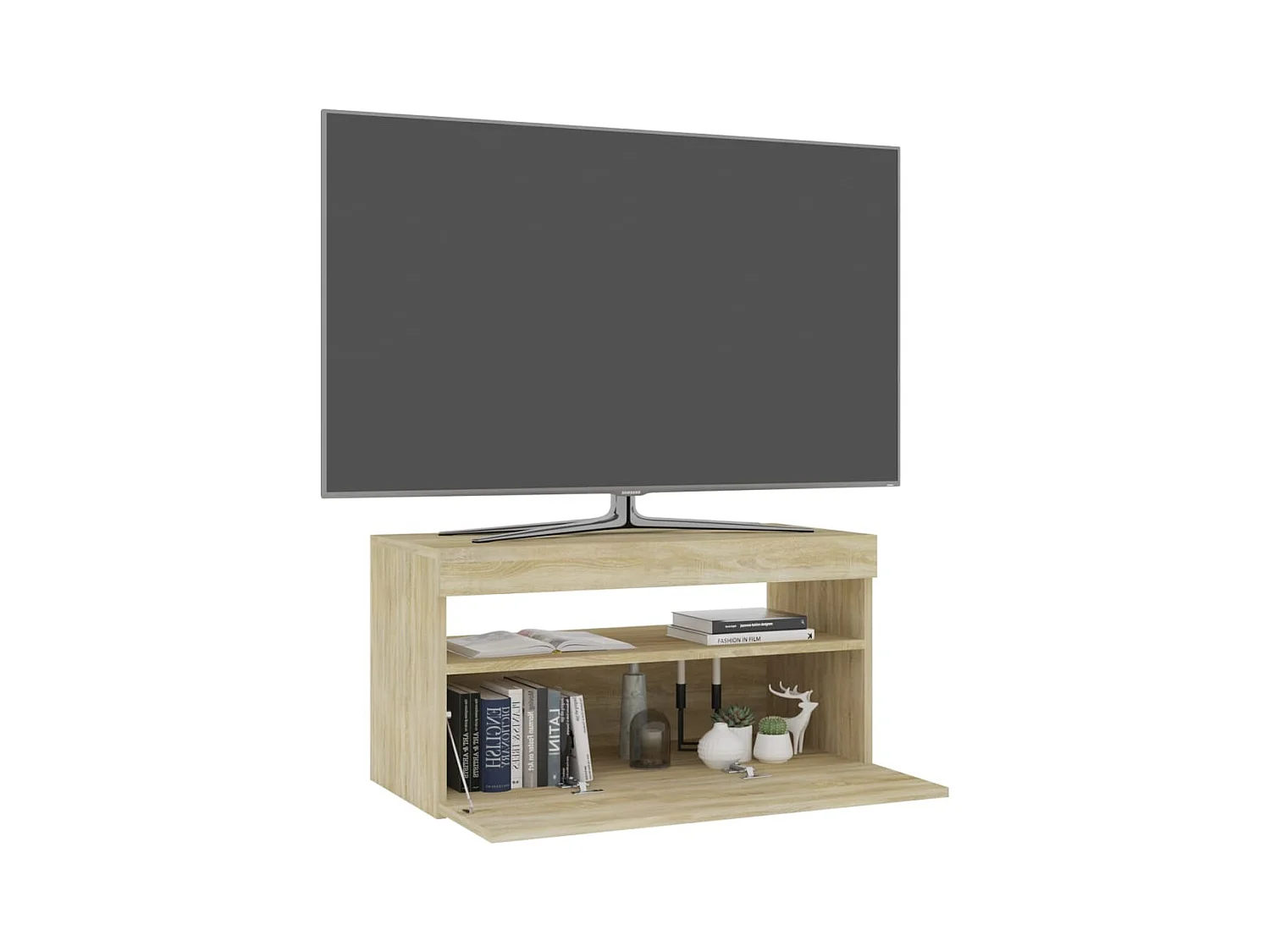 Ilion  Meuble TV avec lumières LED Chêne sonoma 75x35x40 cm