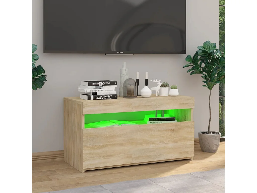 Ilion  Tv-meubel met LED-verlichting 75x35x40 cm sonoma eikenkleurig