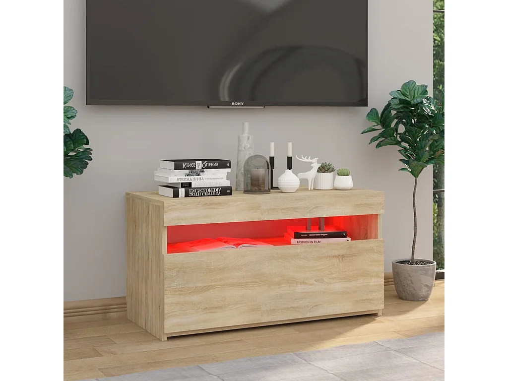 Ilion  Tv-meubel met LED-verlichting 75x35x40 cm sonoma eikenkleurig