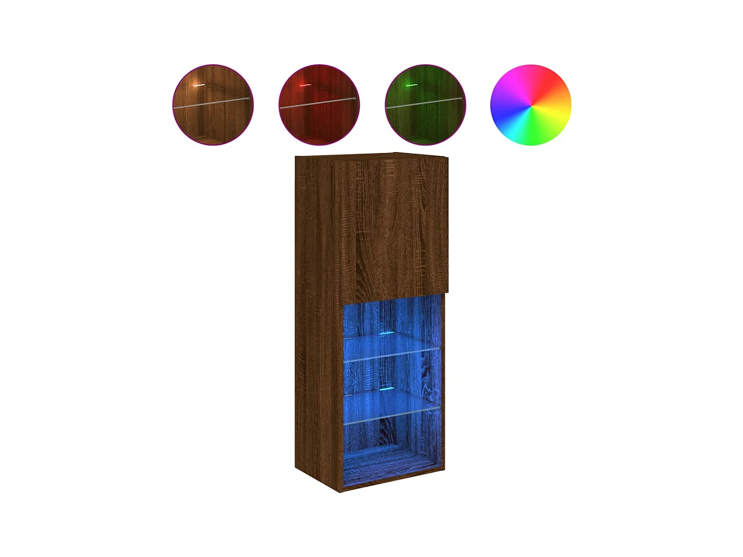 Almar  Meuble TV avec lumières LED chêne marron 40,5x30x102 cm