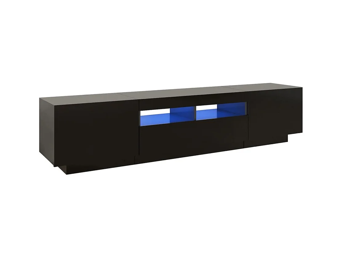 Wyandotte  Meuble TV avec lumières LED Noir 180x35x40 cm