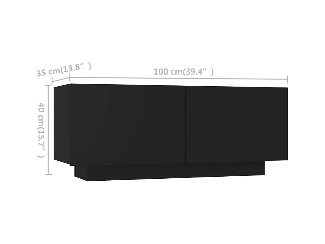 Wyandotte  Meuble TV avec lumières LED Noir 180x35x40 cm