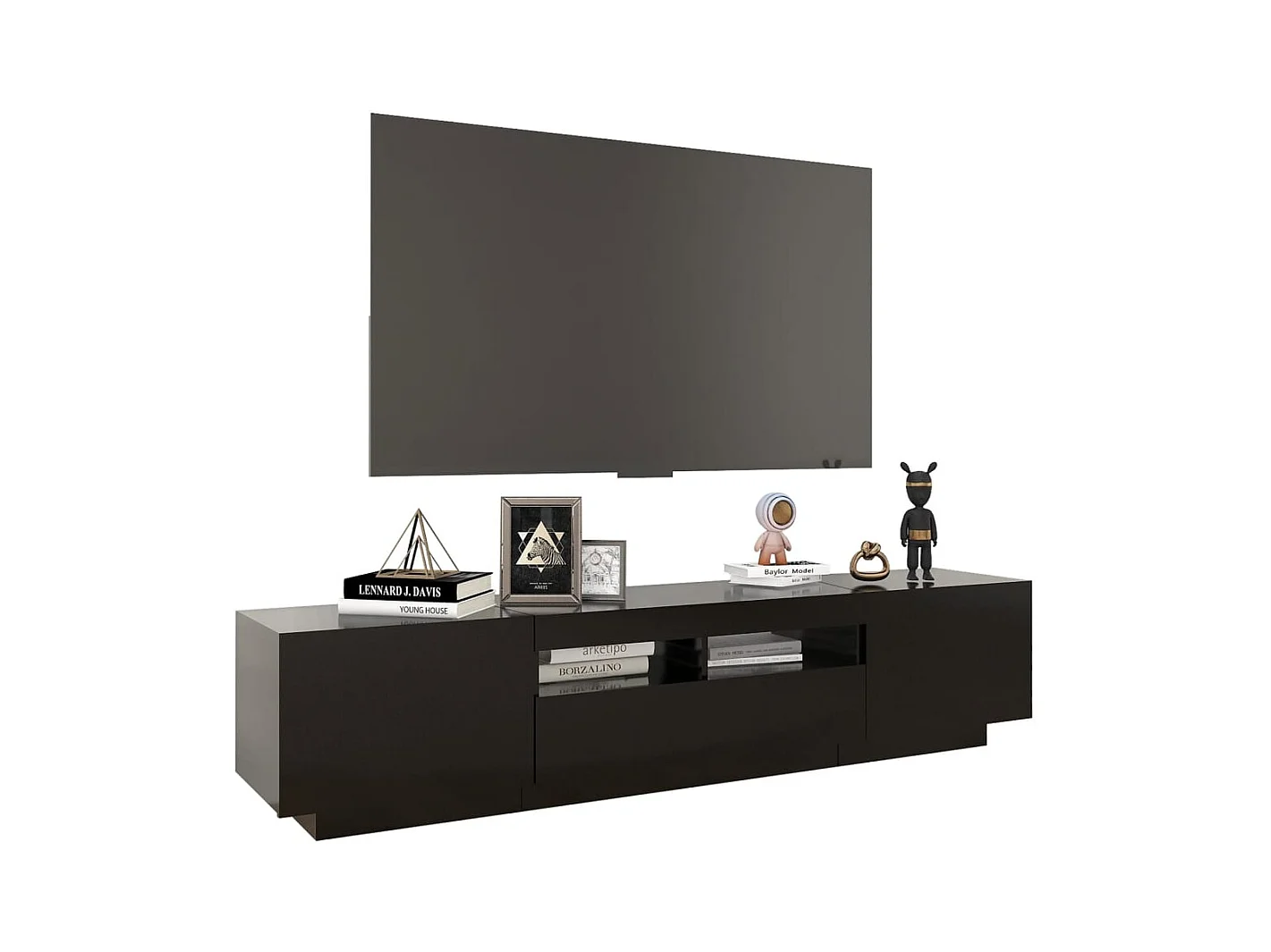 Wyandotte  Meuble TV avec lumières LED Noir 180x35x40 cm