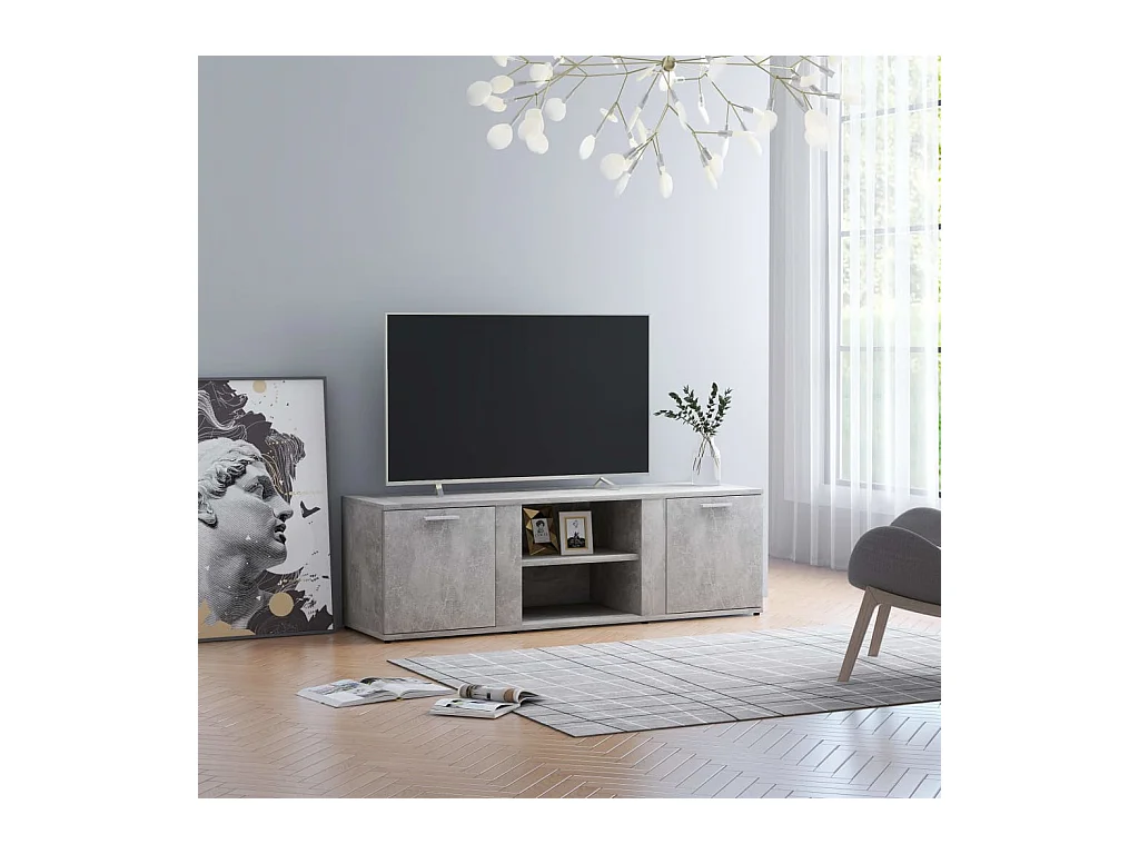 Teodoro Giuseppe  Meuble TV Gris béton 120x34x37 cm Bois d’ingénierie