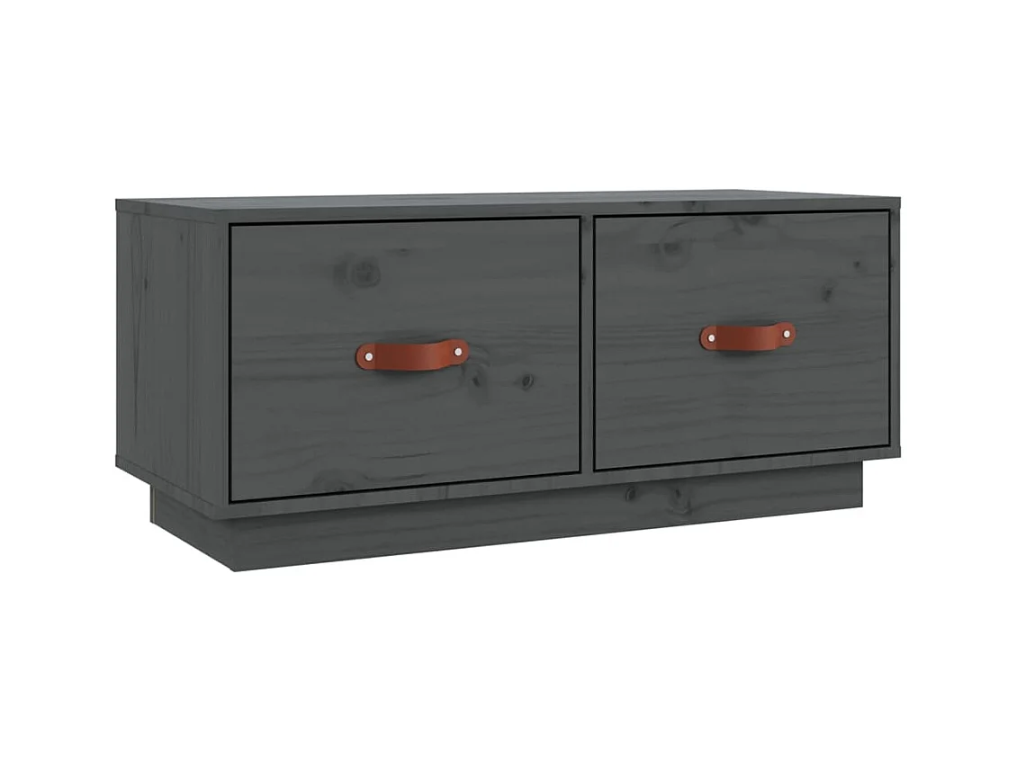 Rorik  Mueble de TV de madera maciza de pino gris 80x34x35 cm